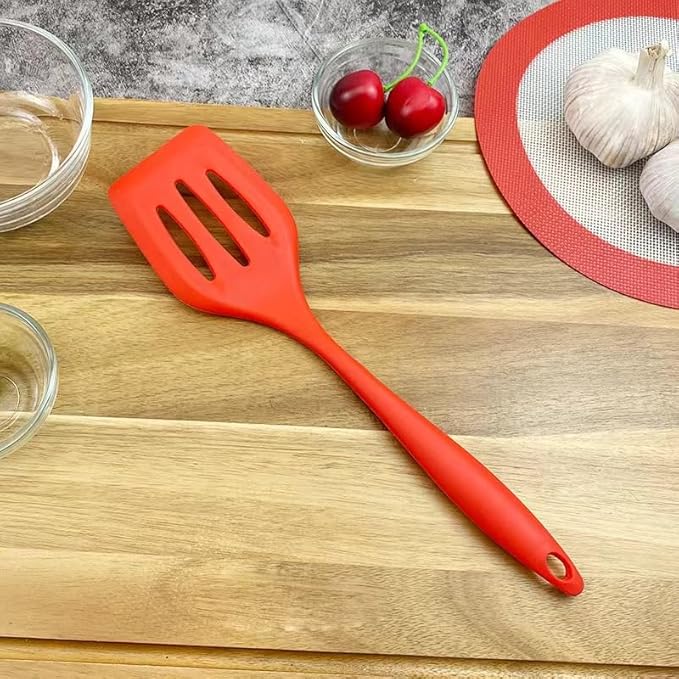 10 Pcs Silicone Cooking Kitchen Utensils Set,BPA FREE Gadgets for Non-Stick Cookware (Red), 10.63*2.56