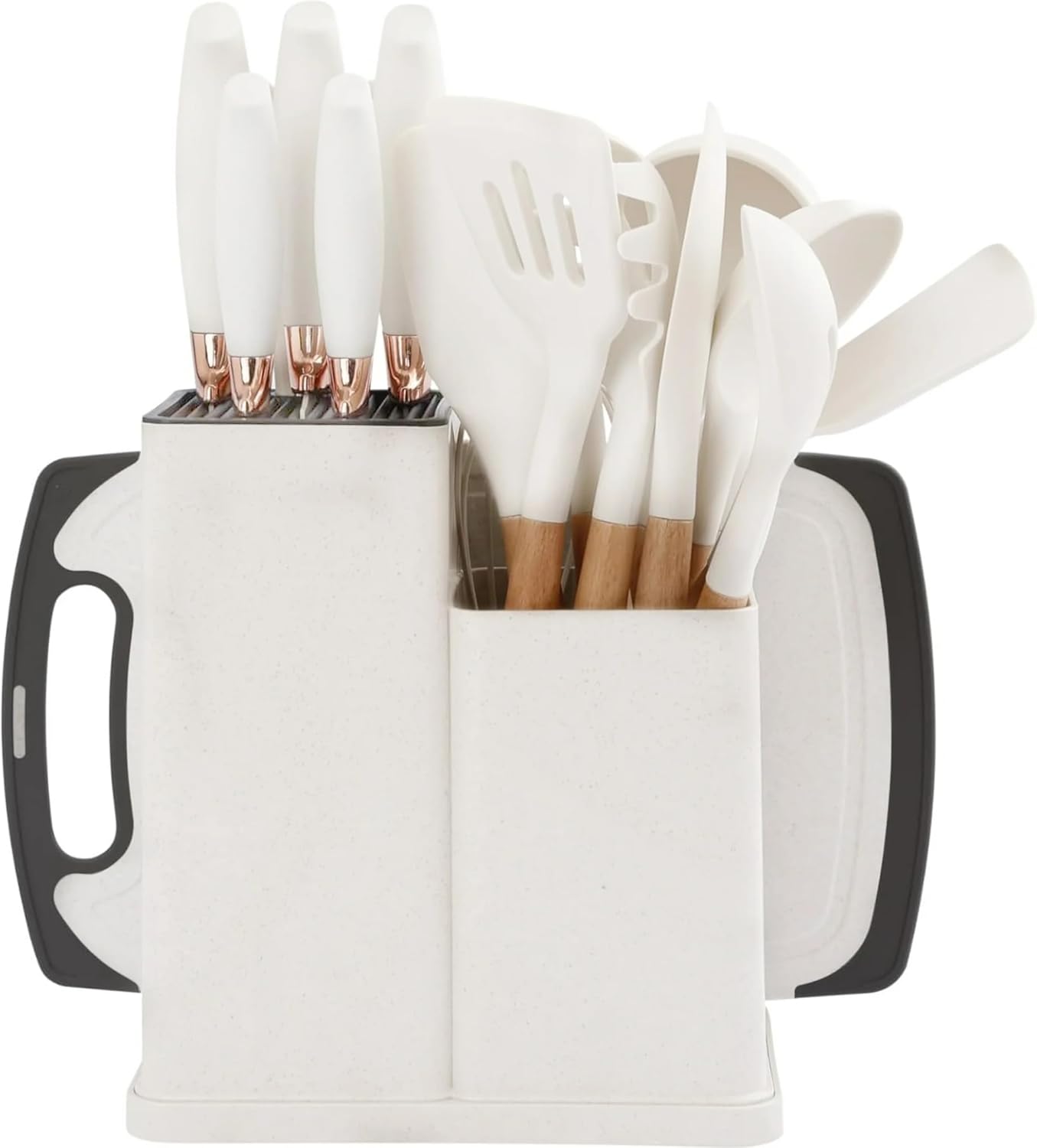 19PCS Kitchen Utensils Set for Cooking, 11 Cooking Utensils, 6 Knife set Beige,3 Utensil Sets,utensilios de cocina