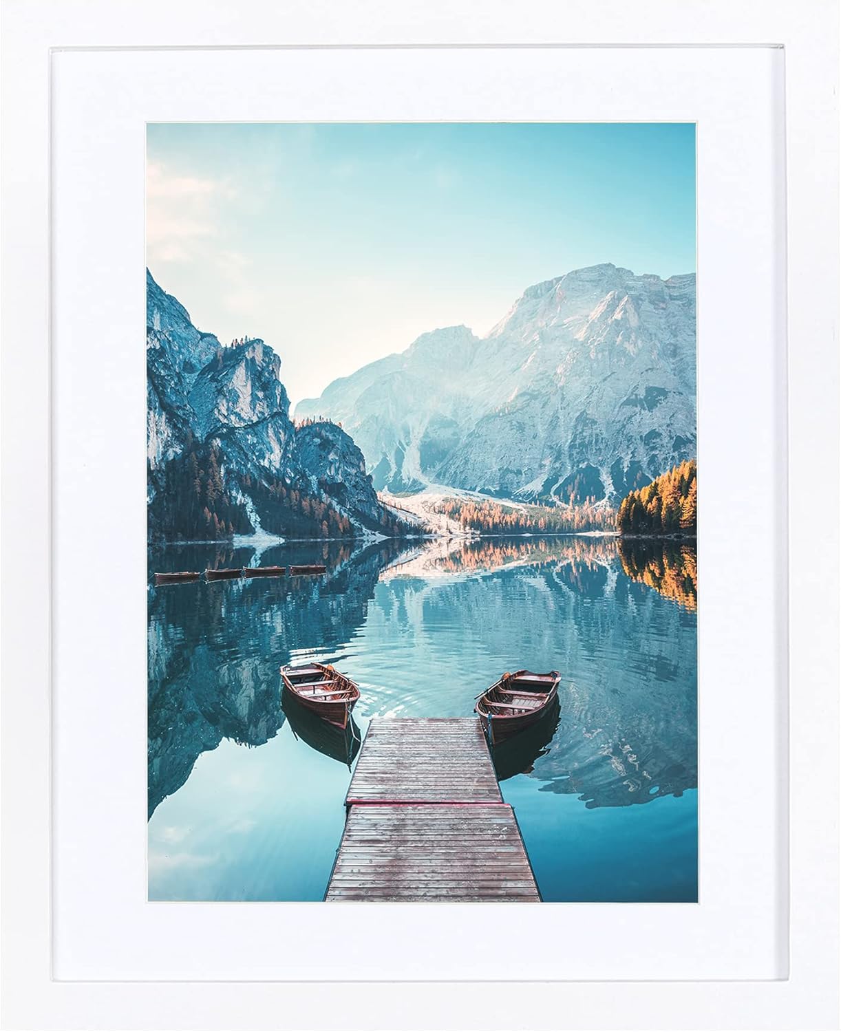 BOJIN 14x17 Picture Frames White Solid Wood Without Mat Display Poster Wall Hanging Home Decoration Photo Frame