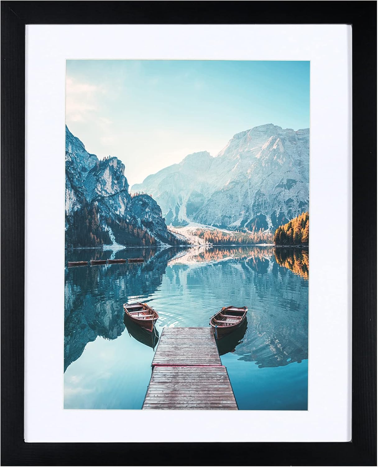 BOJIN 14x17 Picture Frames White Solid Wood Without Mat Display Poster Wall Hanging Home Decoration Photo Frame